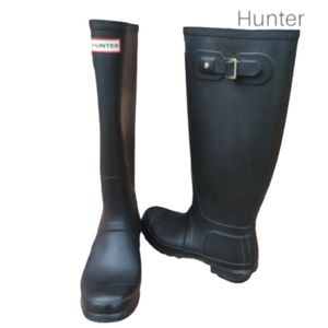 HUNTER Boot Original Black Matte Tall Rubber Boot Gumboot Shoe Men 8 Women 9 Gum